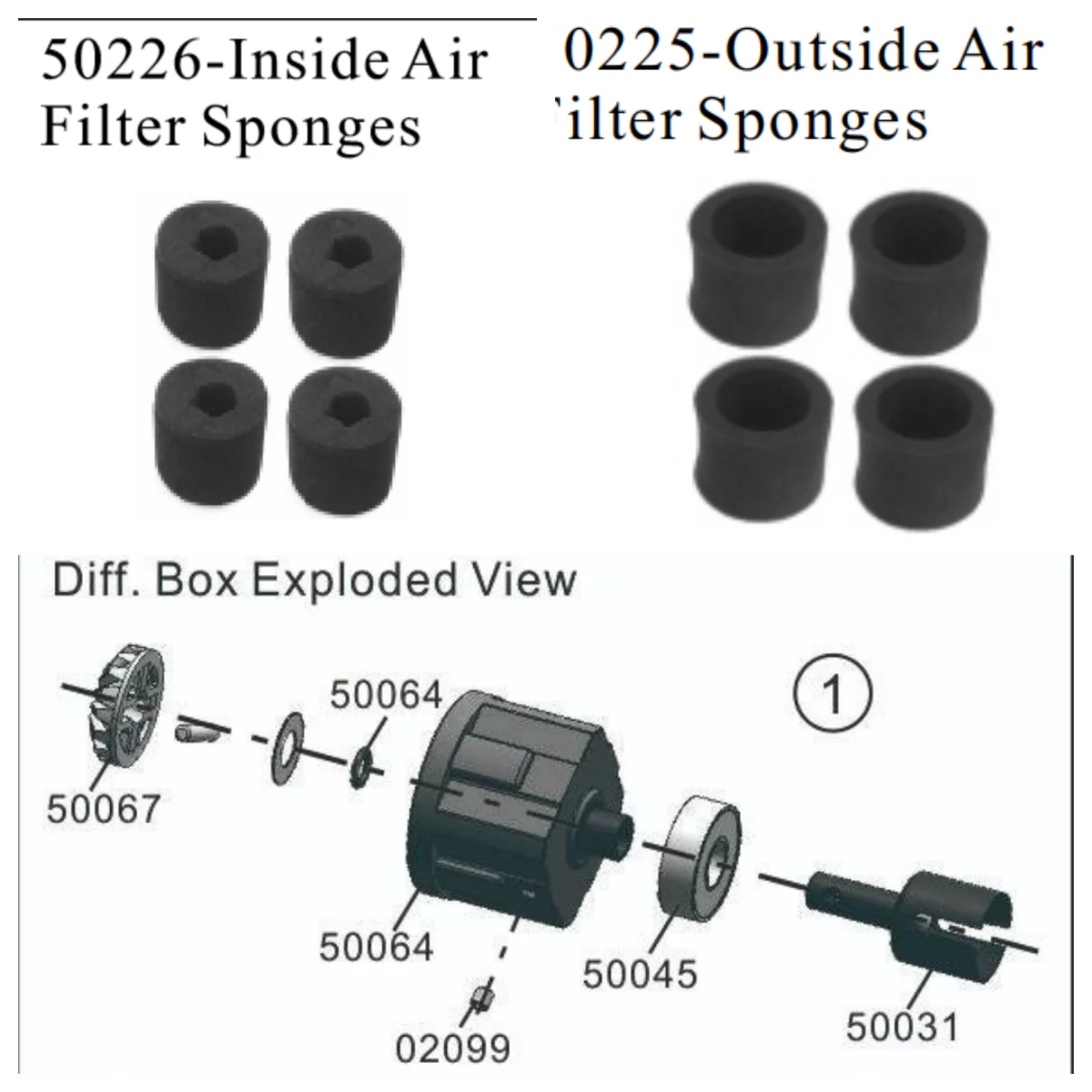 

HSP RC CAR SPARE PARTS 50225-Outside Air Filter Sponges 50226-Inside Air Filter Sponges FOR 1/5 GAS MONSTER TRUCK 94050