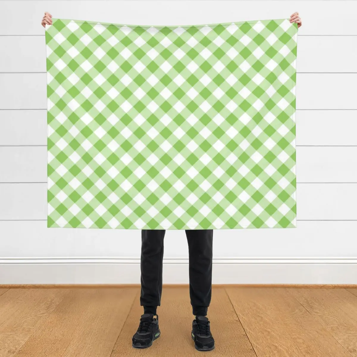 

Green Gingham Check Throw Blanket Sofa Cute Plaid Luxury Brand Picnic Blankets