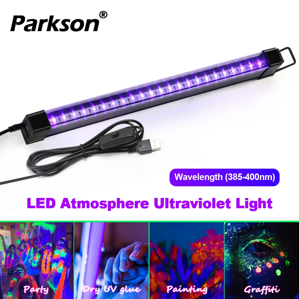 UV Black Light T8 Tube 5V 6W Ultraviolet Lamp Bulb 395nm Blacklight Bar Lamps For Party Fluorescent Tapestry Posters Car Paint