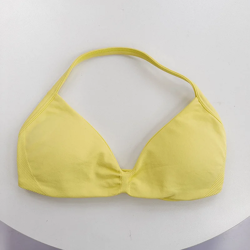 حمالة صدر رياضية برباط عالية الدعم للنساء - قميص قصير بحزام رفيع، بدون خياطة، مناسب للتدريب على الضغط واليوجا، قميص صالة الألعاب الرياضية