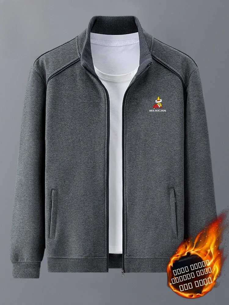 

Pure Cotton Fce Lined Thiened Casual Jaet Men's Autumn Winter Sweatirt Coat Loose Fit Sportswear Dad Clothes