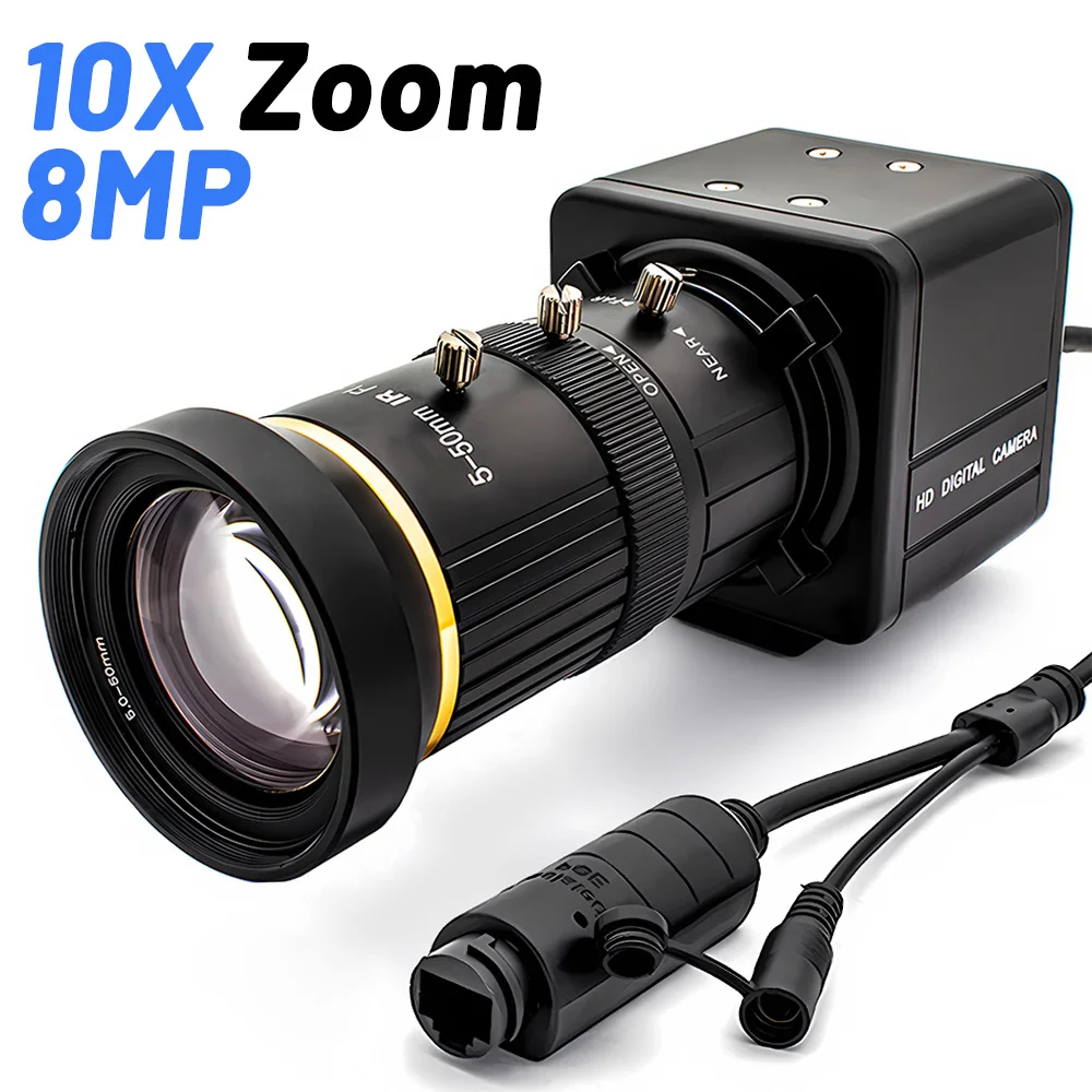 

Industrial HD Degital Live Stream POE Security Camera 8MP IP Camera 1/2.8" IMX415 CMOS 10X Zoom CCTV Varifocal Onvif H.265 RTSP