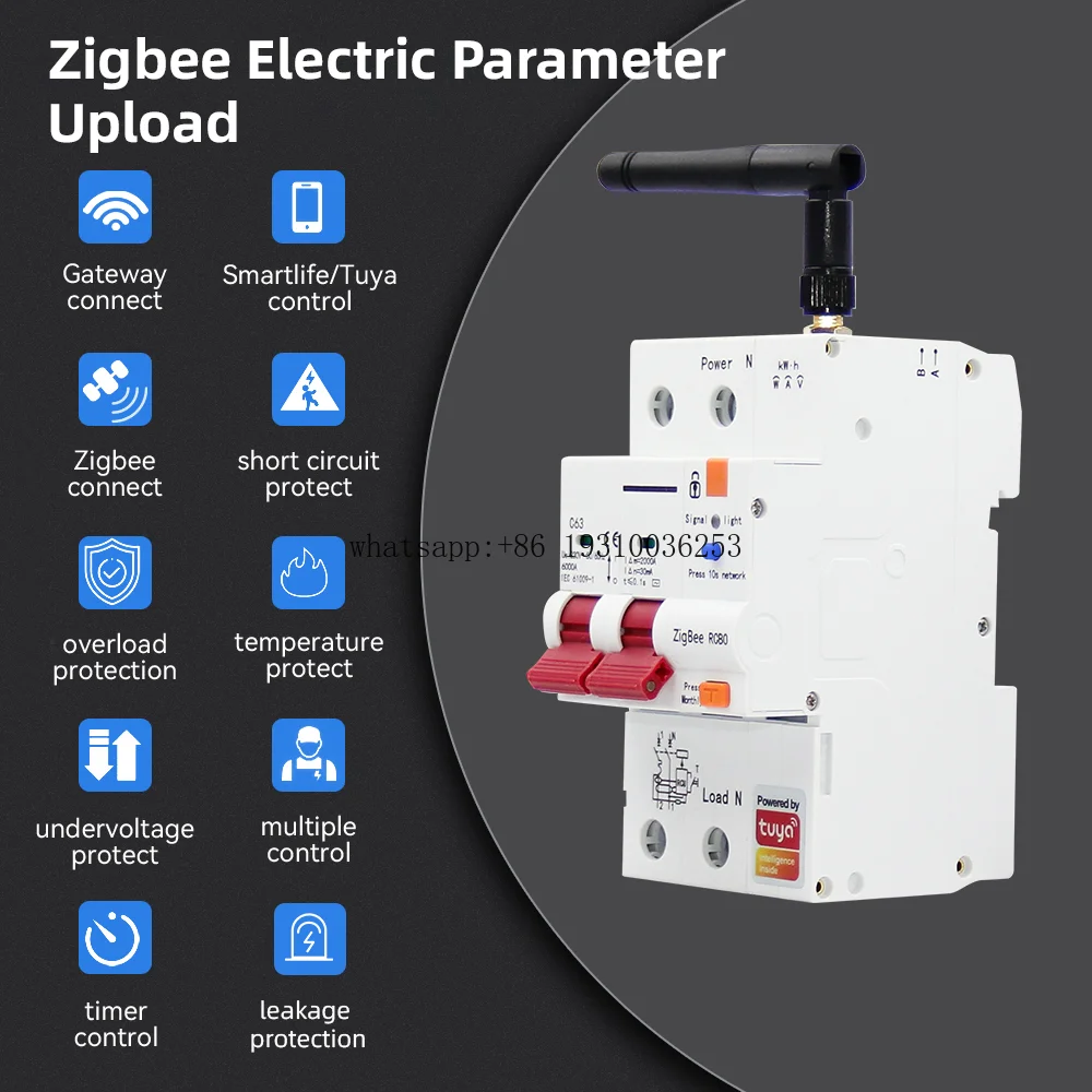 Factory  Zigbee Smart Circuit Breaker 2P 4P 1-63A Automatic Switch Leakage Protection With Alexa  App