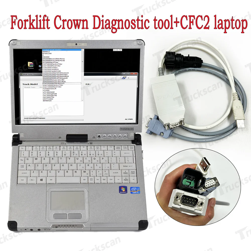 

New Forklift Crown linde Interface PEAK PCAN-USB Crown CAN Interface full system diagnostic tool+CFC2 laptop