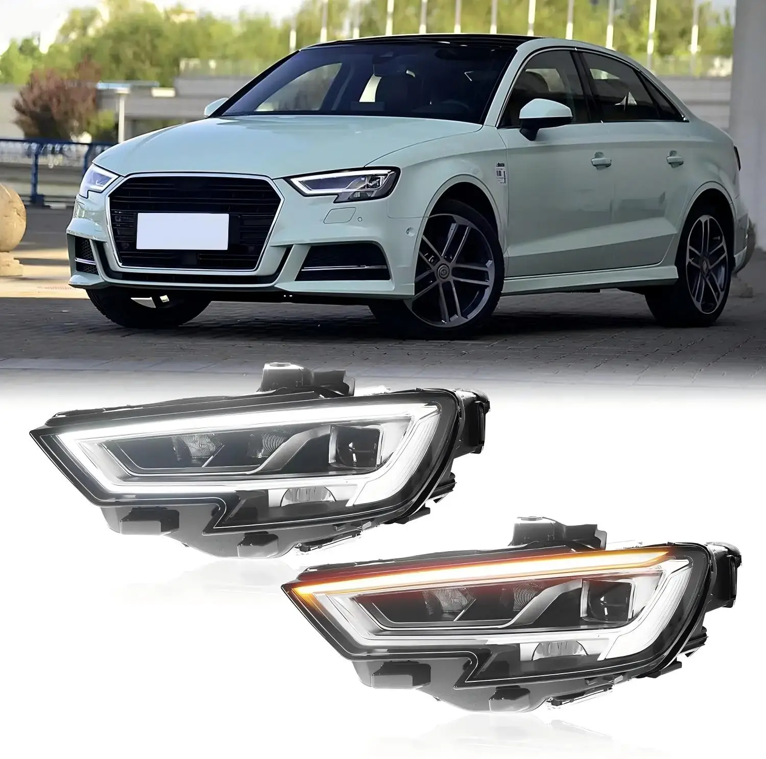 

Светодиодные фары для Audi A3 2017-2020, дневные ходовые огни, указатели поворота, автомобильные аксессуары