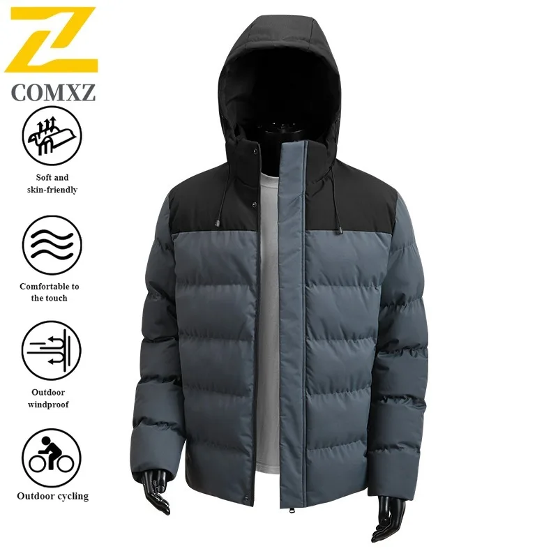 

EIAO Winter Men's Hooded Windbreaker Solid Color Cotton Jacket Waterproof Windproof for Suitable Hiking Camping Fishing New 2025