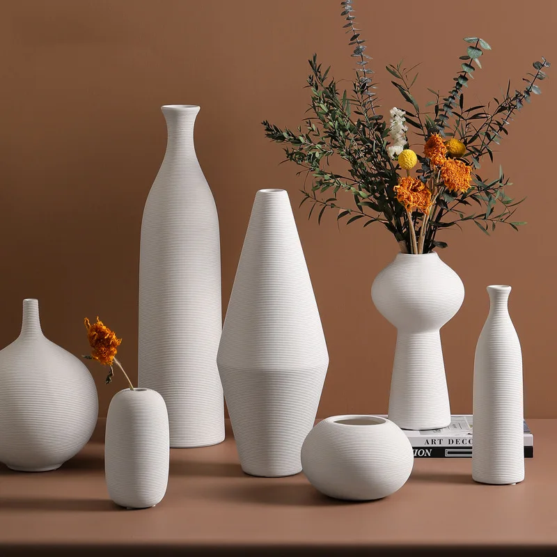 

Wholesale White Ceramic Vase Ornaments for Dried Flower Living Room Decorations Porch Decoration Art Vases