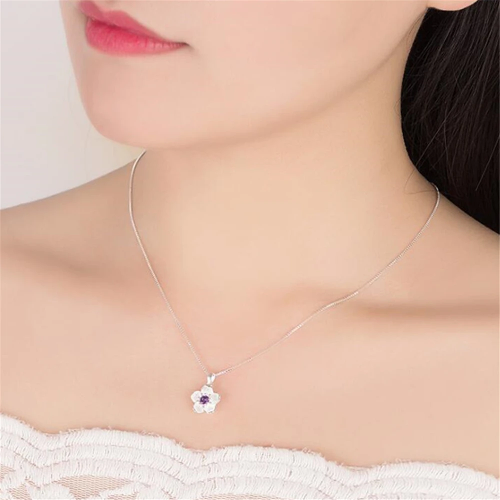 925 sterling silver new woman Brand Fashion Fresh Rose Handmade Cherry Necklace Pendant Cute Peach Pendant Luxury Jewelry