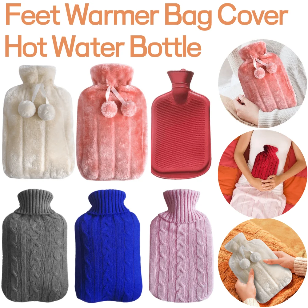 

Hot Water Bottle Cover Rubber Hot Water Bag Thickened Hand & Feet Warmer Bag Cover Leakproof Long Lasting for Kids Men & Women