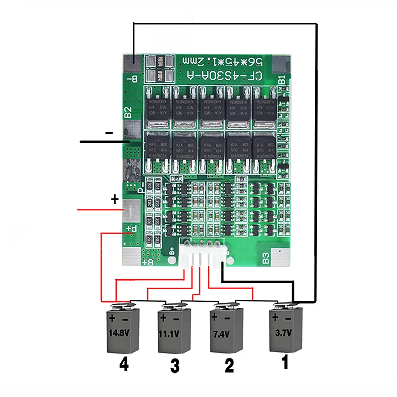 4S 30A 14.8V Li-ion Lithium 18650 Battery BMS Packs PCB Protection Board Balance Integrated Circuits