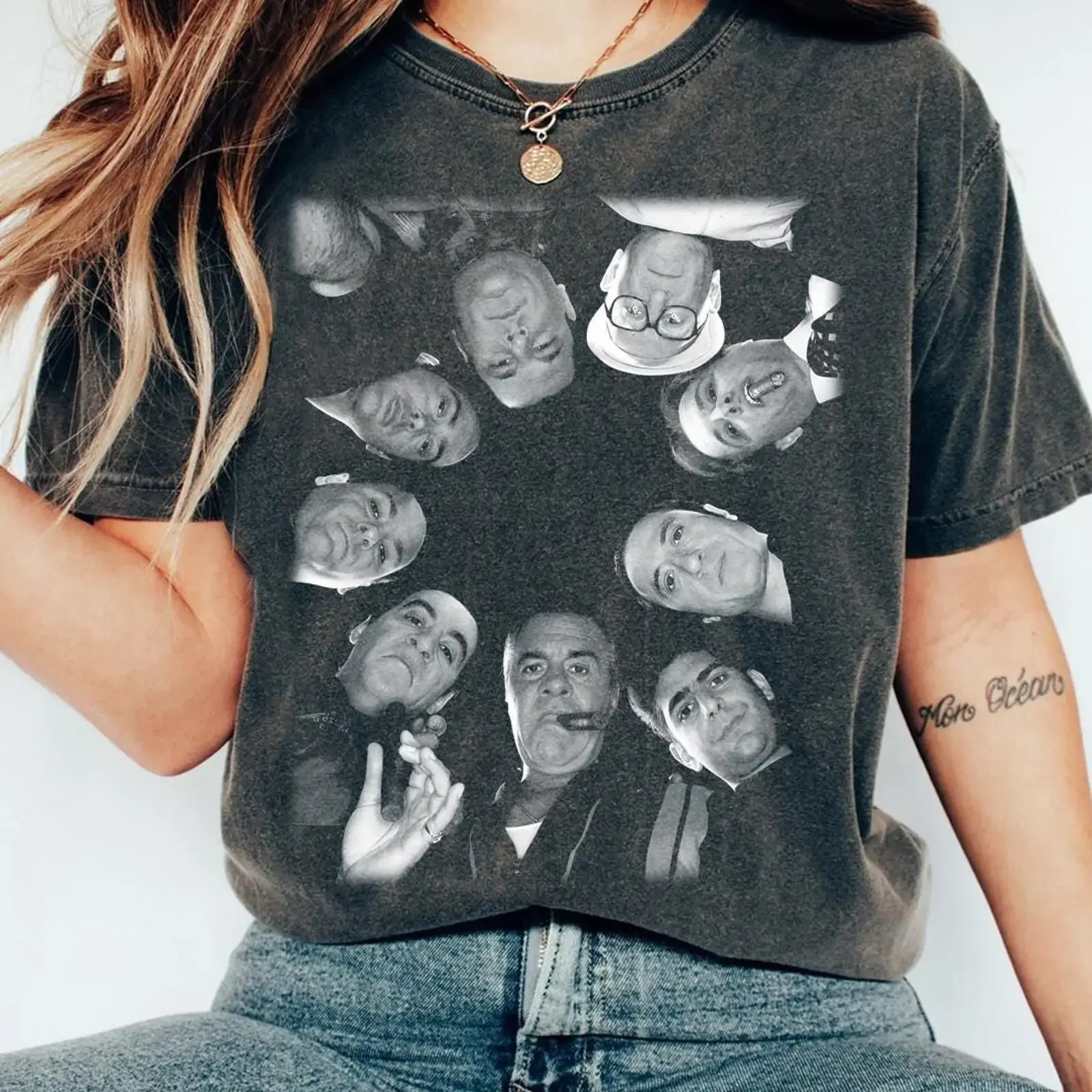 Sopranos Cast Group T Shirt Vintage Mafia Crew Retro TV Show vintage Washed homme designer clothes Top For Everyday Wear