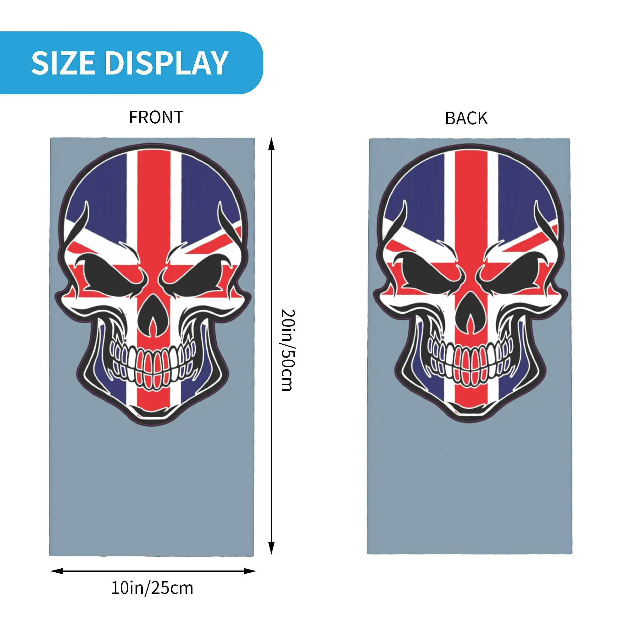 Custom Skull United Kingdom British Bandana Neck Gaiter for Ski Hunting Women Men Wrap Scarf 	  British Flag Balaclava Warmer