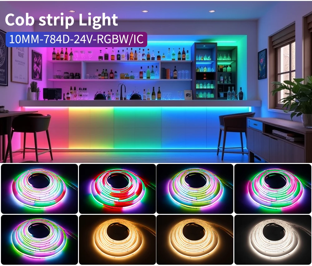 DC24V COB LED Strip Light WS2814 784Leds/m Addressable IC RGBW RGBNW RGBWW Flexible Dream Colors FOB COB Tape RA90