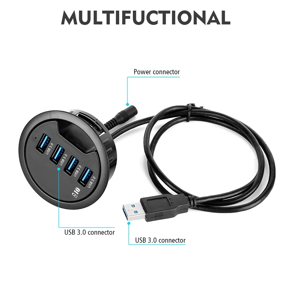 USB Desk Hub USB3.0 HUB With 2 Port USB3.0 2 Port Type C Adapter For Desktop PC/Notebook USB HUB Desk Mount USB 3.0 Splitter