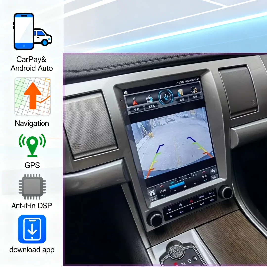Pantalla Android 14.0 para Jaguar XF XFL 2004-2015, Unidad Principal de Navegación GPS para Automóvil, Reproductor Multimedia, Radio, Grabadora, Estéreo para Auto