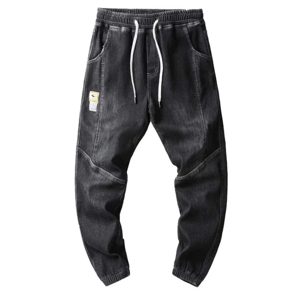 Calça jeans de cintura elástica para homens, Harlan Cotton Streetwear Harajuku, calças masculinas de corredores, nova moda, roupas de outono, 2022