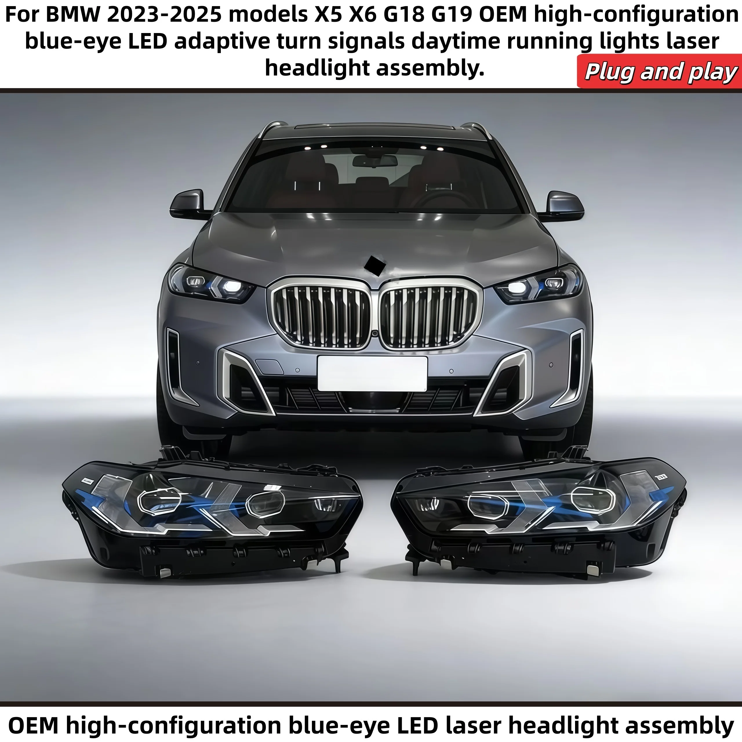 

Для BMW 2023-2025 X5 X6 G18 G19 OEM светодиодные адаптивные указатели поворота с высокой настройкой дневные ходовые огни лазерная фара в сборе