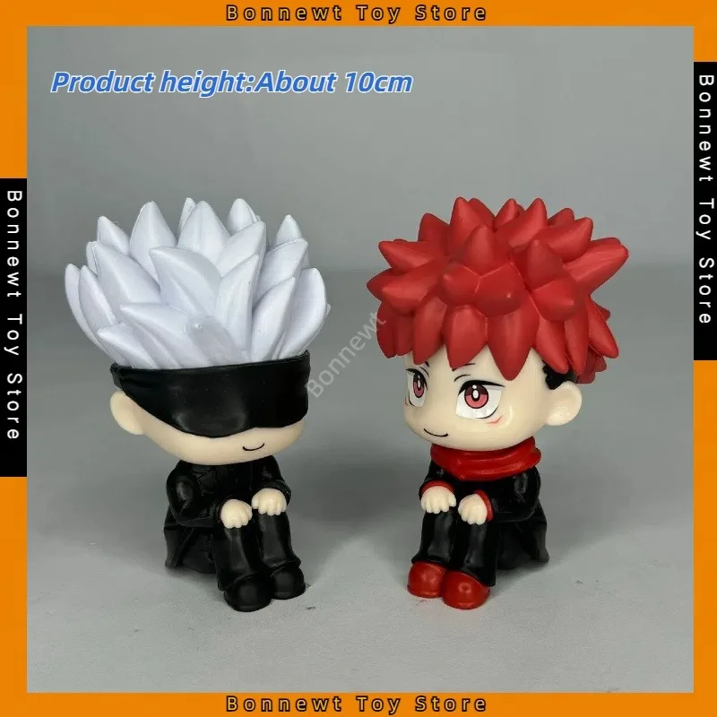 

Jujutsu Kaisen Q version Sitting Tiger Glasses Closed Eyes Gojo Satoru Doll Model Desktop Ornament Doll