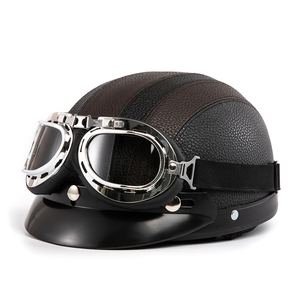 Motorcycle Helmet Motorcycle Half Helmet Chopper Biker Pilot Helmet with Free Goggle Free Mask - Image 3
