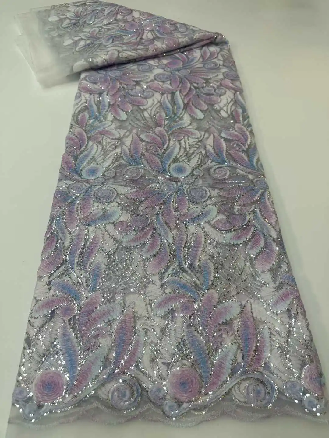 Diskon Besar Kain Renda Bordir Nigeria Afrika Desain Indah Renda Jaring Payet Kualitas Terbaik untuk Gaun Malam Pesta AH1661