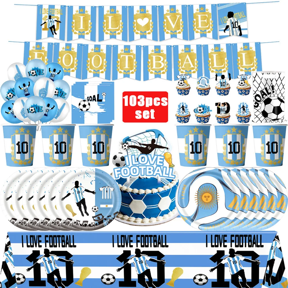 Fußballspieler Geburtstagsparty Dekoration Papierfußball Tassen Servietten Ballons Tischdecke Tortendekoration Tischgeschirr Jungen Partyzubehör – Detail 2