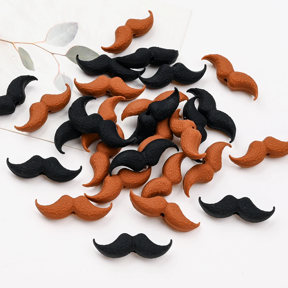 6Pcs Silicone Bead Black Brown Beard Shaped Beads Focus Beads For DIY Pacifier Chains Teether Bracelets Jewelry Making Accessori