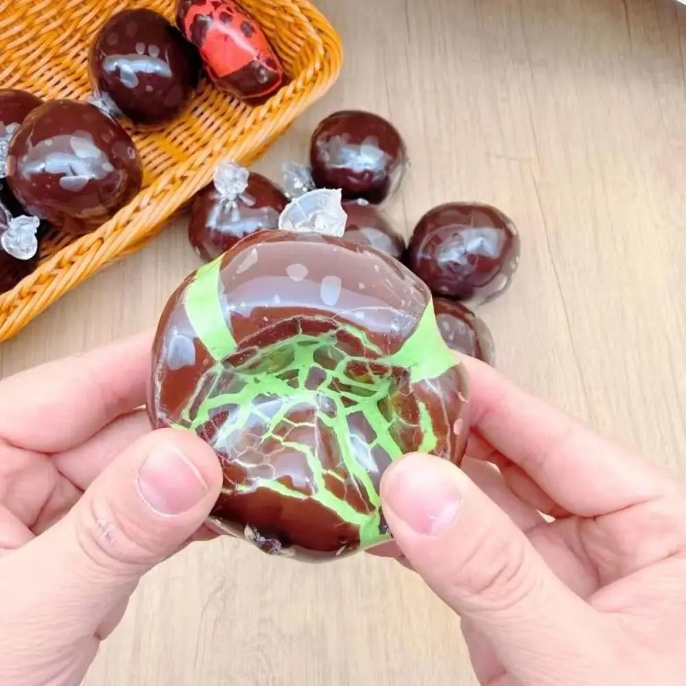 Juguete Sensorial de Chocolate Negro Menta, Bola Crujiente de Rebote Lento, Juguete Antiestrés, Bola Creativa con Revestimiento de Cera Hecha a Mano