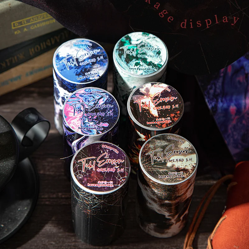 1ロール ゴシックスタイル和紙テープ 200cm、ジャーナル、スクラップブック、フォトフレーム、スマホケースの装飾用ダーク系背景、Mr.paper