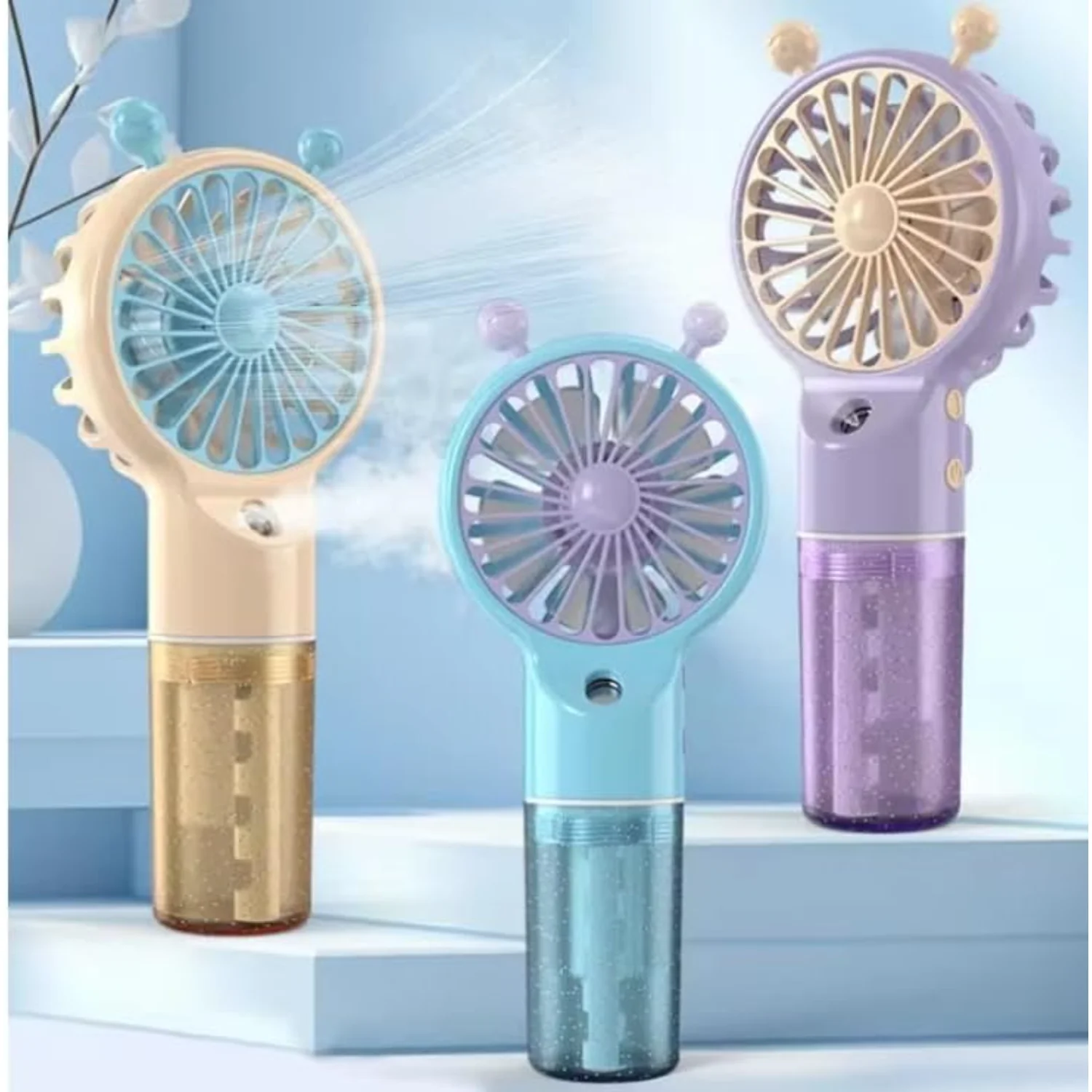 Kipas Pendingin Mini Semprotan Air Kipas Kabut Portabel USB Isi Ulang, Portabel Pelembap Udara Portabel