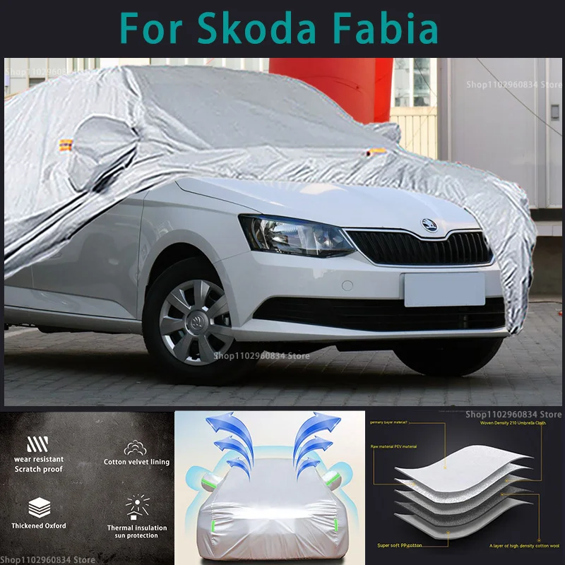 

For Skoda Fabia 210T Full Car Covers Outdoor Sun uv protection Dust Rain Snow Protective Anti-hail car cover Auto car cover