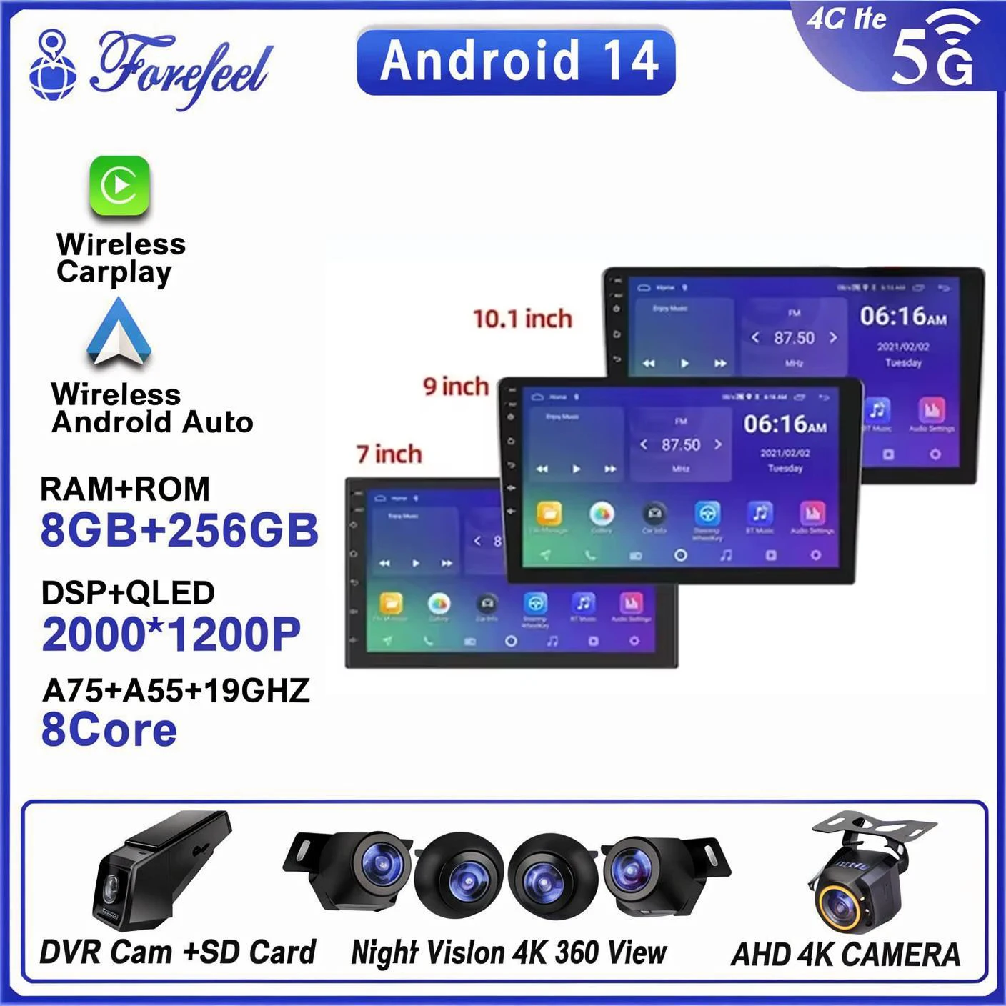 

Android 7 "9" 10 "Universal No 2DIN DVD Stereo Car Radio Carplay Auto Bluetooth 4G For Volkswagen Nissan Hyundai Toyota Honda
