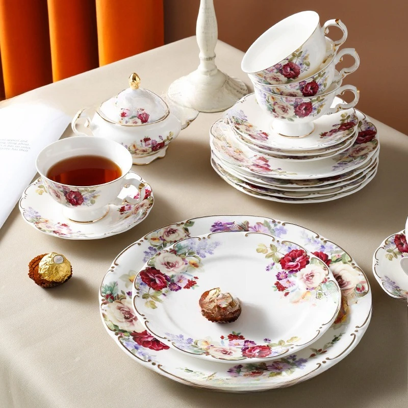 tableware set, ceramic cup and saucer pot, European-style Middle East, coffee set, 24-head tracing gift box.