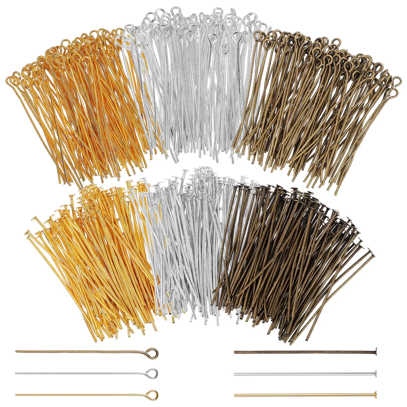 1 set 3 kleuren 1 set kralenpinnen platte kop oogpinnen bulk metalen draadnaalden voor sieraden maken ambachtelijke benodigdheden bevindingen gereedschap