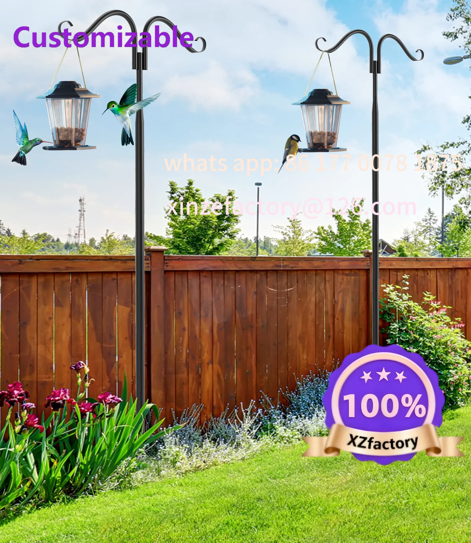 Customizable 2 Pack Outdoor String Light Poles Stand Poles for Hanging Outside String Lights Adjustable Metal String Light Pole