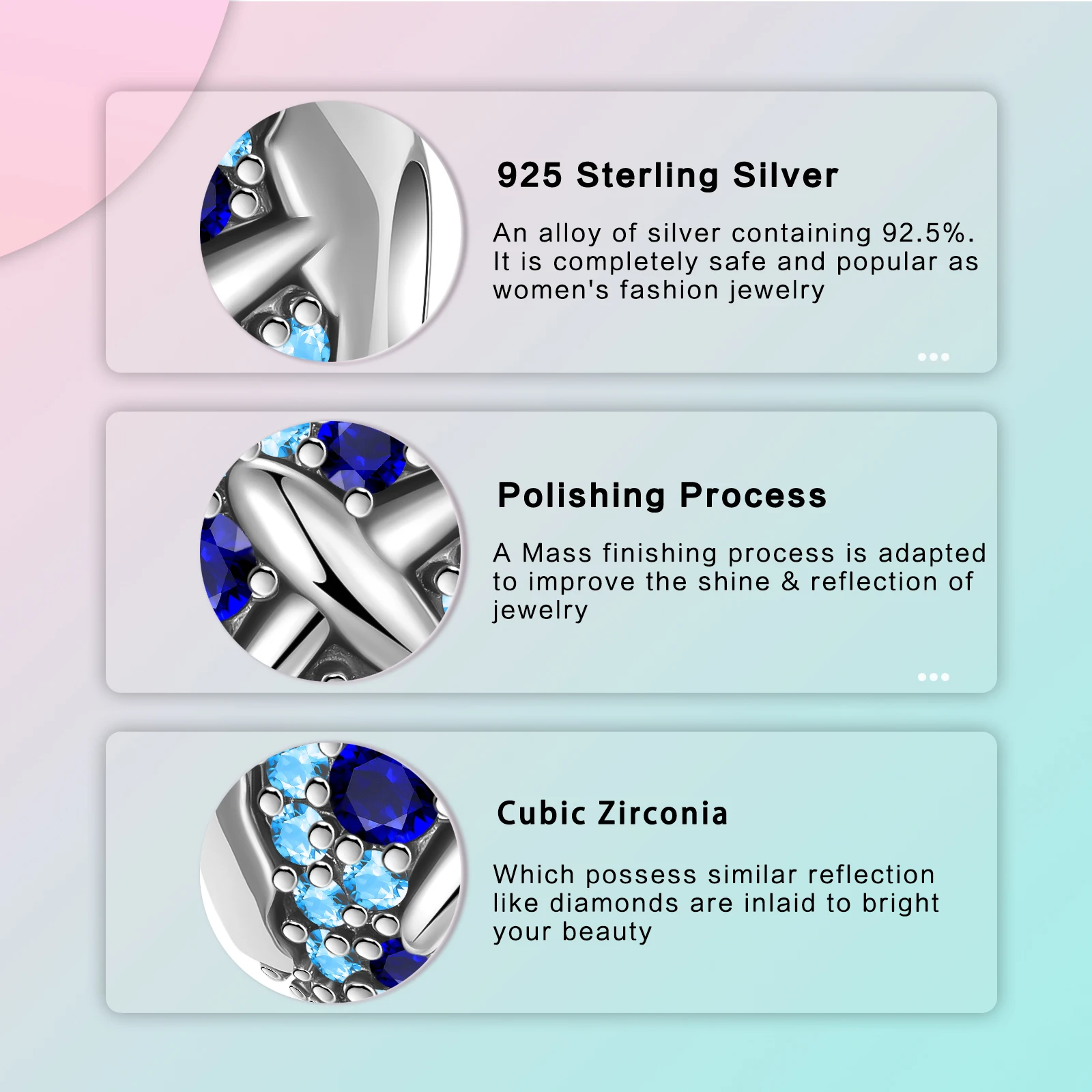 925 sterling silver Blue positioning buckle Fit Original Pandora charm bead Charm Bracelet Necklace Trinket Diy Women Jewelry