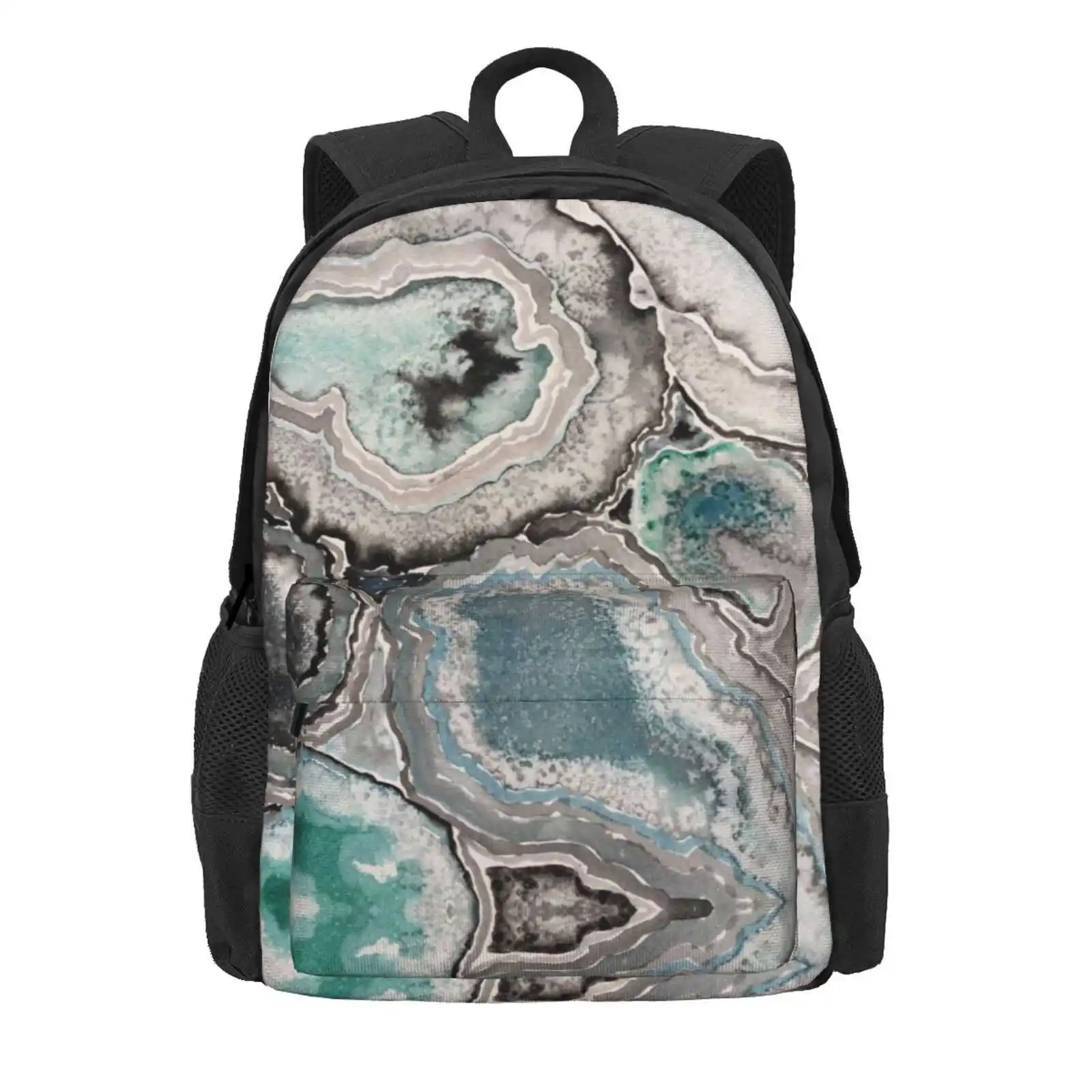 Ode To Geode - Blue/Teal Hot Sale Schoolbag Backpack Fashion Bags Geode Nature Organic Natural Blue Turquoise Teal Green Emerald