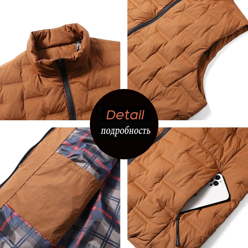 Winter Men White Duck Down Casual Vest Men Waterproof Windproof Fashion Sleeveless Vests Male Pockets Warm Ultralight Waistcoats