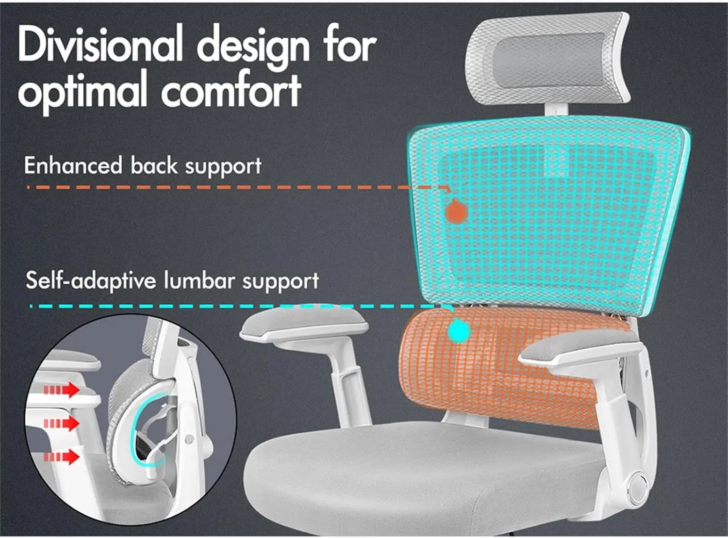 كرسي مكتب شبكي كرسي كمبيوتر دوار مع إمالة وتعديل الارتفاع، كرسي مكتب تنفيذي مريح مع مدمج #6