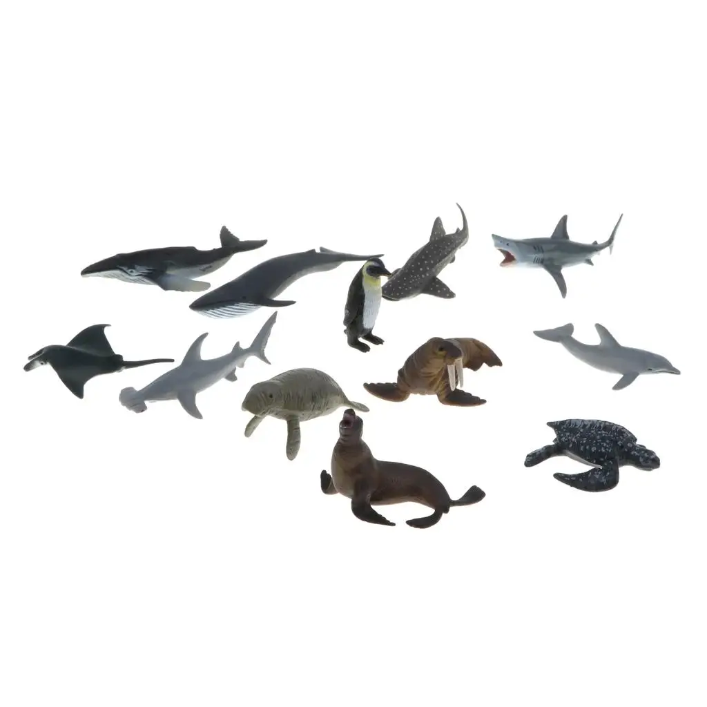 Animals Figures, 12 Pack Mini Plastic Deep Underwater , STEM Educational Shower Bath for Baby Toddlers