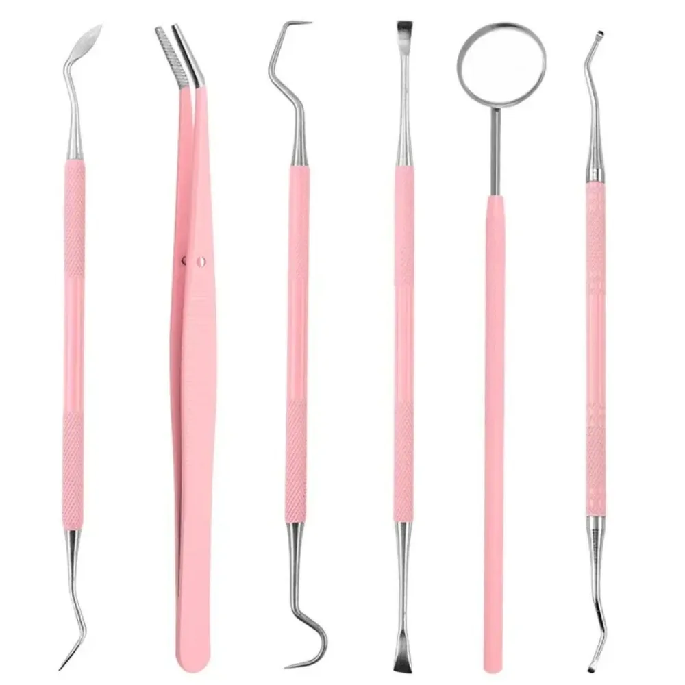 Espejo Dental de acero inoxidable para mujer, Kit de cuidado bucal, color rosa, 1 piezas