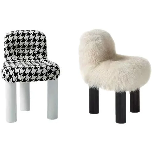 

Cream wind wool makeup chair, household single lamb wool living room leisure