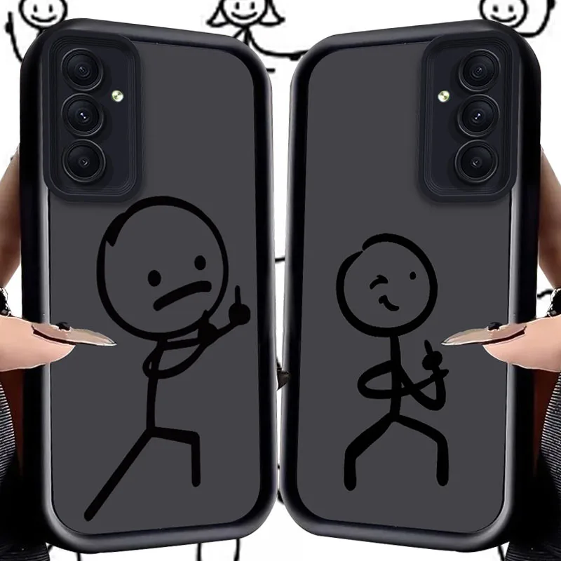 Stick Figure Fun Poses Phone Case for Samsung Galaxy S24 S23 S22 S21 Ultra Plus S20 FE A55 A54 A53 A52 A52S A51 Silicone Cover