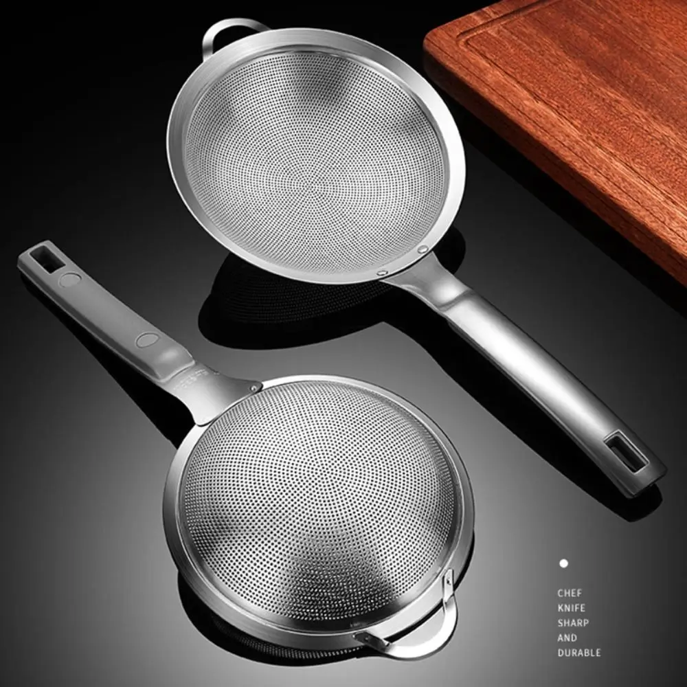 

304 Stainless Steel Stainless Steel Strainer Long Handle Anti-scald Fine Mesh Filter Spoon with Hanging Hole Non-slip