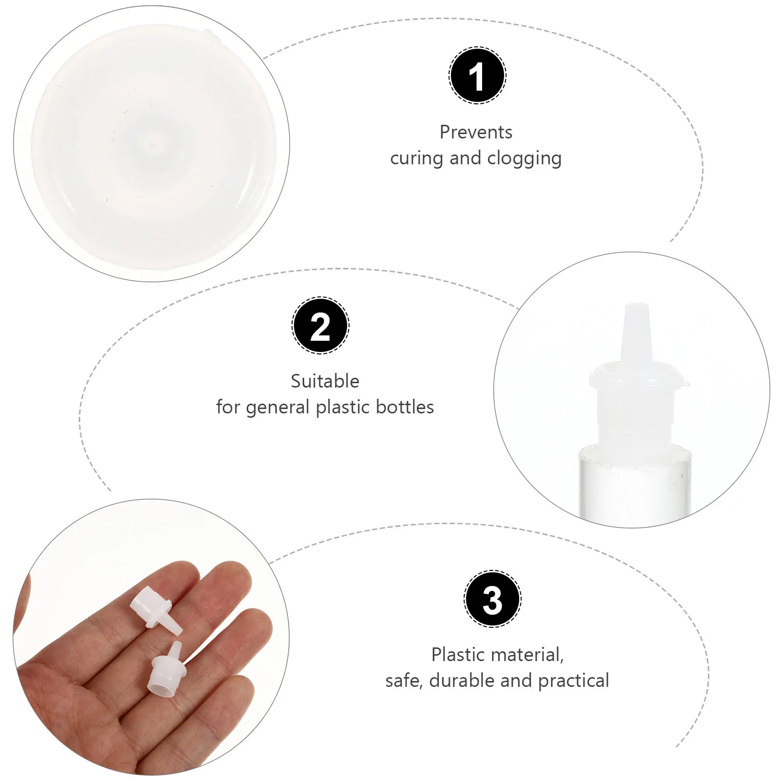 Bouchons de bouteille de colle pour cils, 100 pièces, bouchons en plastique pour Extension de cils, bouchon de buse de bouteille de colle pour cils, bouchons de remplacement pour cils