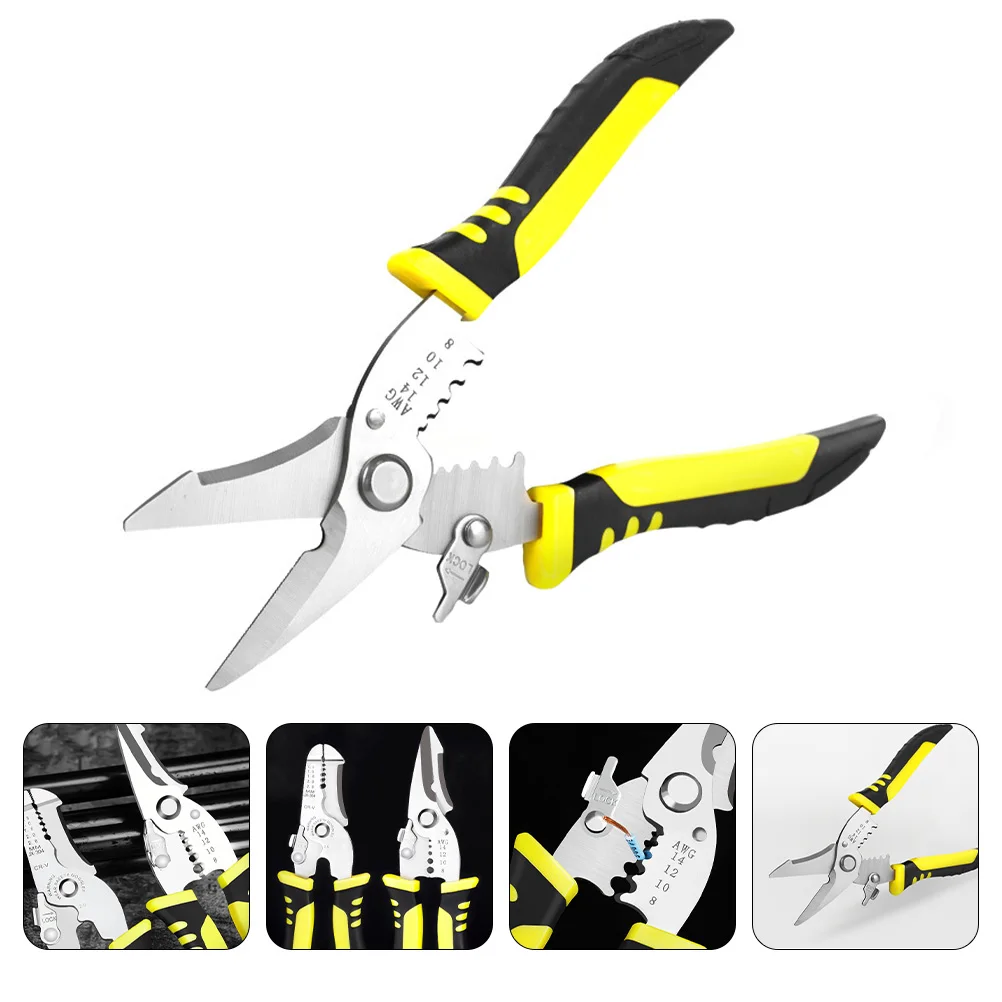 

1pc Multifunction Wire Striping Scissor Chromium-Vanadium Steel Polished Blade Anti-Slip Handle Wire Cutter Electrician Tool