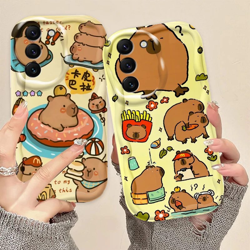 

Cute Capybara Cartoon Animal For Samsung S24 S23 S21 S20 Ultra Plus FE A73 A72 A71 A51 A31 A05S A05 A04 5G Wave Oil Funda
