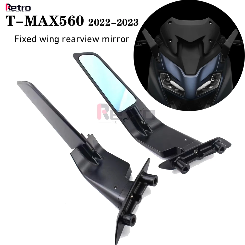 2023 T MAX 560 Accessories Stealth Fixed Wing Motorcycle Rearview Mirrors For YAMAHA TMAX560 T-MAX560 TMAX Retrofit Parts