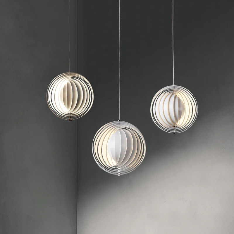 

Nordic Rotating Moon Pendant Lights Metal White E27 for Bedroom Restaurant Led Hanging Lamp Bedside Home Decor Lighting Fixture