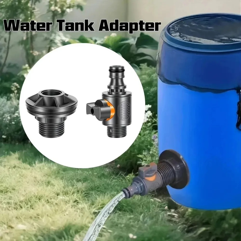 Durable Water Tank Adapter With Valve Rain Barrel Connector Quick Install Rainwater Collection Kit Male Thread Adapter