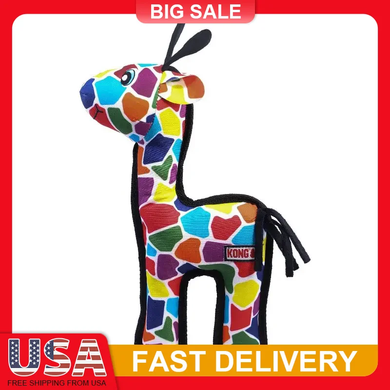 

Giraffe Dog Toy Durable with Squeaker Bright Colors Mixed Textures for Dog Fetch Tug Play Instinct-Satisfying Dog Toy